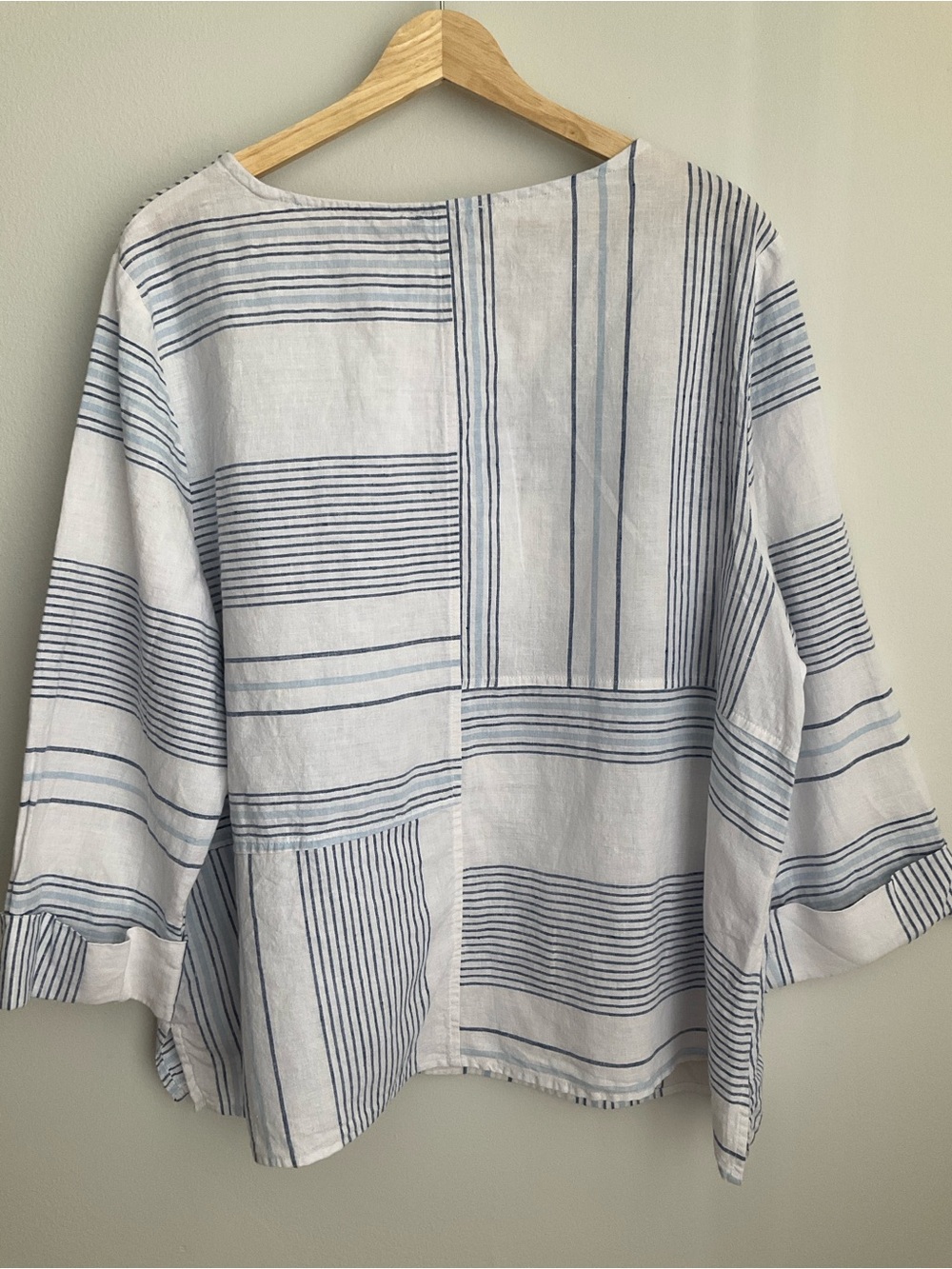 Habitat Striped Tunic Top White Blue Lagenlook Large - Picture 7 of 14